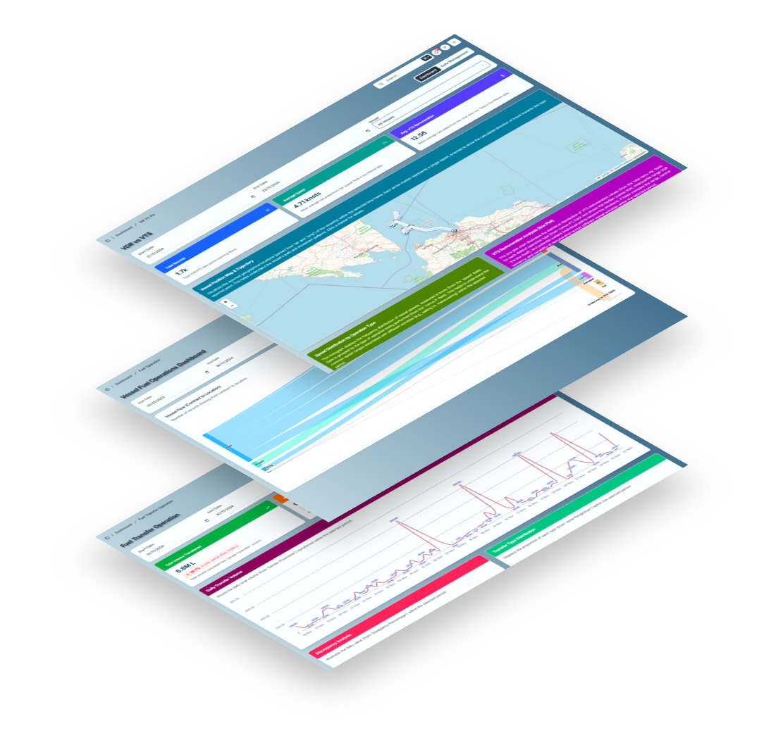 Floating UI elements of the VESS-TRAC dashboard